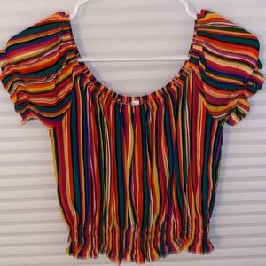 Forever 21- Multicolored, off the shoulder crop top, Size S